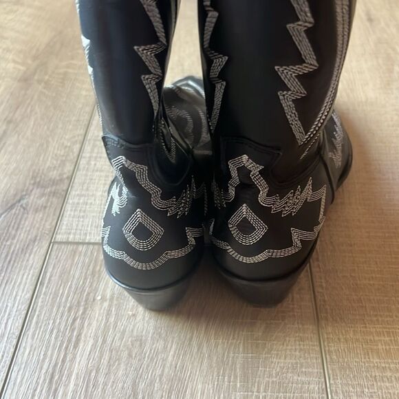 New Free People Toral Cross Your Heart Western Boot Black Leather White US 8 - Picture 5 of 14